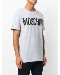 T-shirt à col rond imprimé gris Moschino