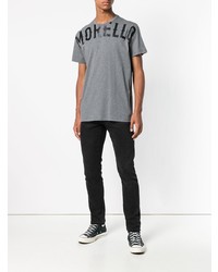 T-shirt à col rond imprimé gris Frankie Morello