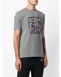 T-shirt à col rond imprimé gris Love Moschino