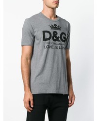 T-shirt à col rond imprimé gris Dolce & Gabbana