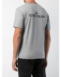 T-shirt à col rond imprimé gris Stone Island