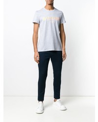 T-shirt à col rond imprimé gris Balmain