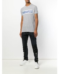 T-shirt à col rond imprimé gris DSQUARED2