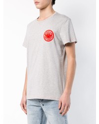 T-shirt à col rond imprimé gris Balmain