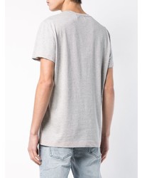 T-shirt à col rond imprimé gris Balmain