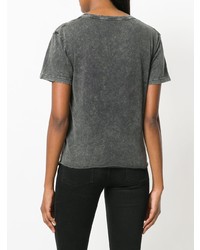 T-shirt à col rond imprimé gris Saint Laurent