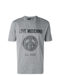 T-shirt à col rond imprimé gris Love Moschino