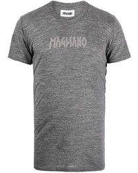 T-shirt à col rond imprimé gris Magliano