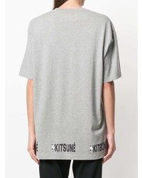T-shirt à col rond imprimé gris MAISON KITSUNE