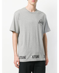 T-shirt à col rond imprimé gris MAISON KITSUNÉ