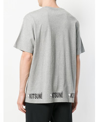 T-shirt à col rond imprimé gris MAISON KITSUNÉ