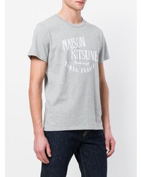 T-shirt à col rond imprimé gris MAISON KITSUNÉ