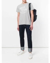 T-shirt à col rond imprimé gris MAISON KITSUNÉ