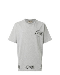 T-shirt à col rond imprimé gris MAISON KITSUNÉ