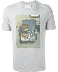 T-shirt à col rond imprimé gris Maison Margiela