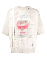 T-shirt à col rond imprimé gris Maison Mihara Yasuhiro