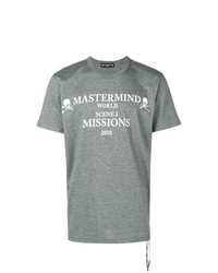 T-shirt à col rond imprimé gris Mastermind World