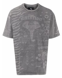 T-shirt à col rond imprimé gris Mauna Kea