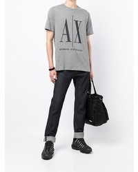 T-shirt à col rond imprimé gris Armani Exchange