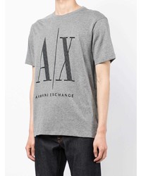 T-shirt à col rond imprimé gris Armani Exchange