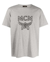 T-shirt à col rond imprimé gris MCM