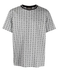 T-shirt à col rond imprimé gris MCM