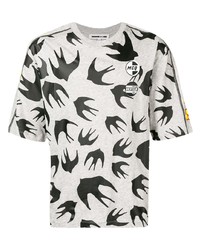 T-shirt à col rond imprimé gris McQ Alexander McQueen