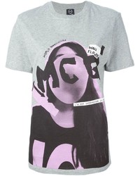 T-shirt à col rond imprimé gris McQ by Alexander McQueen