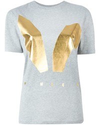 T-shirt à col rond imprimé gris McQ by Alexander McQueen