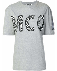 T-shirt à col rond imprimé gris MCQ