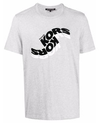 T-shirt à col rond imprimé gris Michael Kors