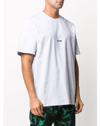 T-shirt à col rond imprimé gris MSGM