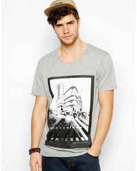 T-shirt à col rond imprimé gris Minimum