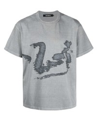 T-shirt à col rond imprimé gris Misbhv