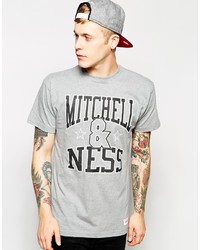 T-shirt à col rond imprimé gris Mitchell & Ness