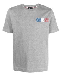 T-shirt à col rond imprimé gris MONCLER GRENOBLE