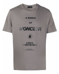 T-shirt à col rond imprimé gris Moncler
