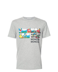 T-shirt à col rond imprimé gris Moncler