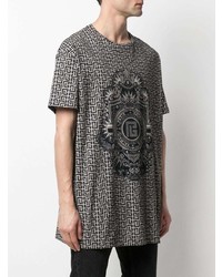 T-shirt à col rond imprimé gris Balmain