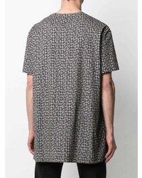 T-shirt à col rond imprimé gris Balmain