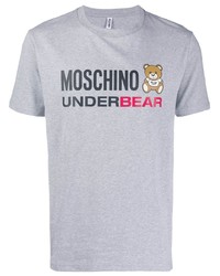 T-shirt à col rond imprimé gris Moschino