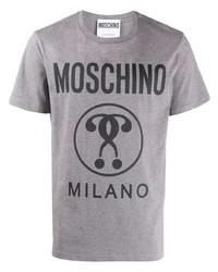 T-shirt à col rond imprimé gris Moschino