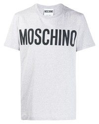 T-shirt à col rond imprimé gris Moschino