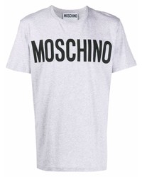 T-shirt à col rond imprimé gris Moschino