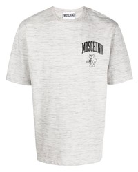 T-shirt à col rond imprimé gris Moschino