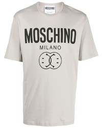 T-shirt à col rond imprimé gris Moschino