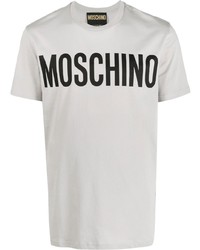 T-shirt à col rond imprimé gris Moschino