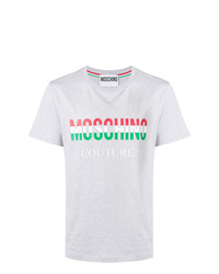 T-shirt à col rond imprimé gris Moschino