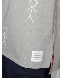 T-shirt à col rond imprimé gris Thom Browne