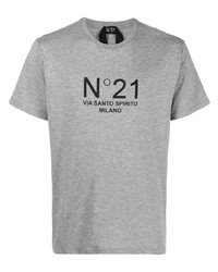 T-shirt à col rond imprimé gris N°21